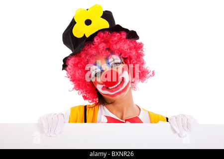 Funny clown standing over a white background Stock Photo