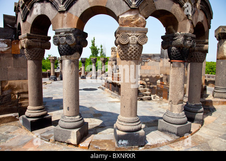 Ruins of Zvarnots Cathedral near Yerevan Armenia Stock Photo