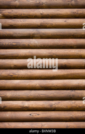 Background of wooden log layers in horizontal order Stock Photo
