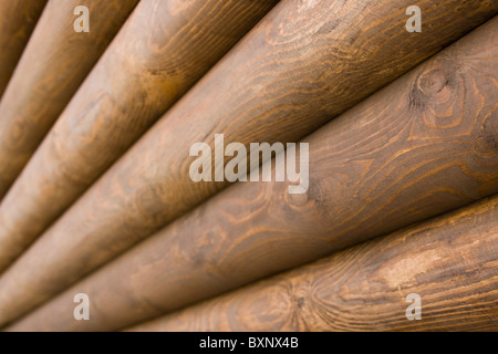 Background of brown log wall in macro cutout Stock Photo