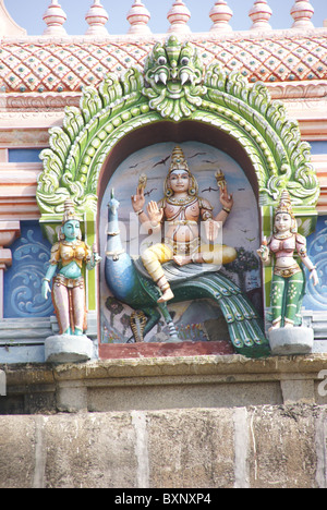 Statues of Hind gods Shiva temple entrance in Kanchipuram, Tamil Nadu, India, Asia Stock Photo