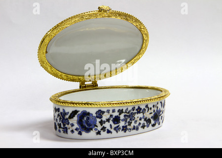 small oval box with golden edge Stock Photo