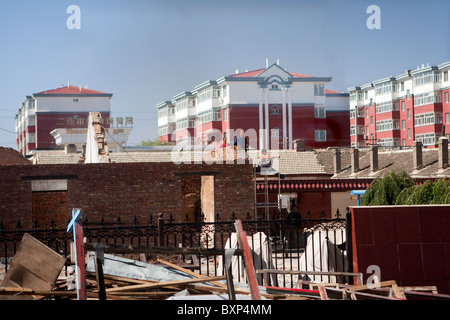 Erlian, new build homes, Trans-Mongolian Express, China Stock Photo