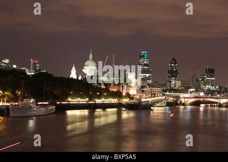 Night scene taken from Waterloo Bridge City of London Stock Photo