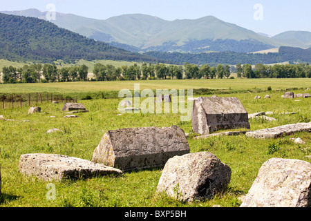 Cemetery at the Fortress of Lori Berd in Northern Armenia Stock Photo