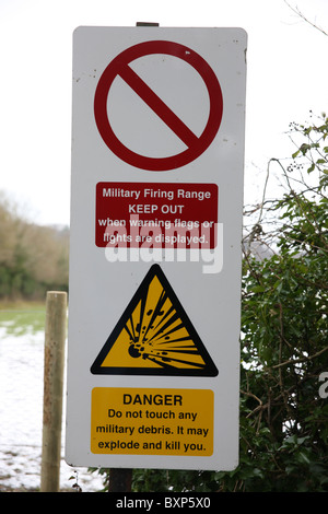 British military firing range warning sign Stock Photo