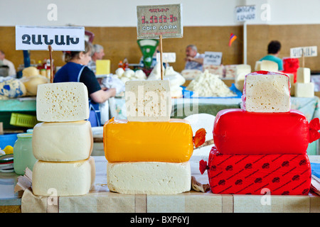 Cheese in a Food Market or Shuka in Vanadzor Armenia Stock Photo