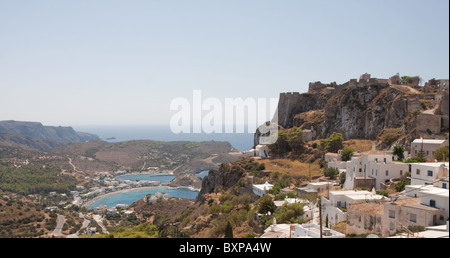 Tha Kapsali bay and the castle of Kithira island, Greece Stock Photo