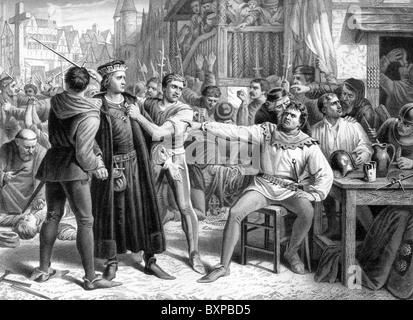 Lord Saye and Sele brought before Jack Cade, the leader of a popular