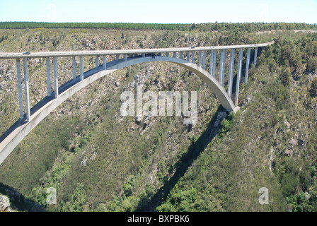 The Worlds highest bungy jump (216 m) in Tsitsikamma, South Africa Stock Photo