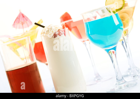 Image of different cocktails on a white background Stock Photo