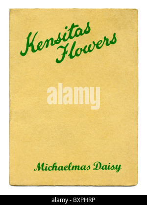 Kensitas Flowers cigarette card folder containing a silk flower inside, given away in packs of cigarettes in 1933 Stock Photo