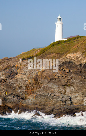 Trevose Head Lighthouse, Cornwall England UK Stock Photo