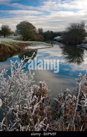 Winter River Landscape Stock Photo