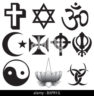 Different religions symbols - ten different symbols fully scalable Stock Photo