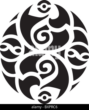 Abstract black Irish-Celtic design isolated on a white background. Stock Photo