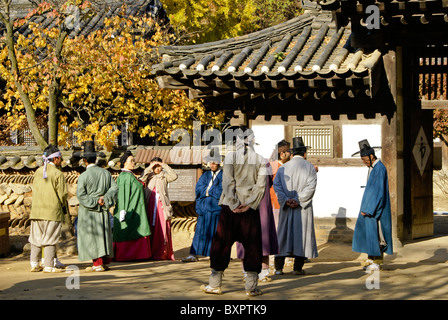 Actors making Joseon-Dynasty film, Korean Folk Village, South Korea Stock Photo