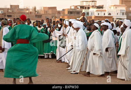 Dervish festival celebrating the Mahdi at his tomb in Omdurman, Sudan. Stock Photo
