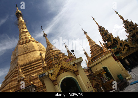 Sule Paya Pagoda in Yangon or Rangoon, Myanmar or Burma in Asia Stock Photo