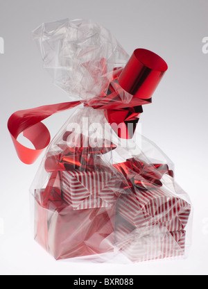 Cosmetic, perfurme and toiletries gifts (Crabtree and Evelyn) wrapped by shop staff for male customer Stock Photo