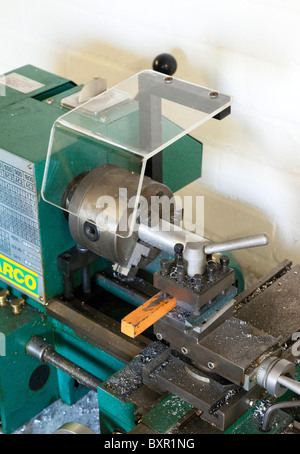safety guard on a metalworking lathe Stock Photo