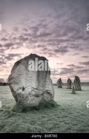 Avebury stone circles at dawn, avebury, Wiltshire, UK Stock Photo