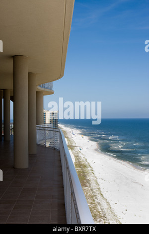 Perdido Key Beach, Florida viewed from the balcony of a luxury condominium. Stock Photo