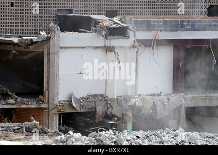 Demolition site of the old honeycomb style Towers dorm rooms on the USC campus in Columbia, SC in March of 2007. Stock Photo