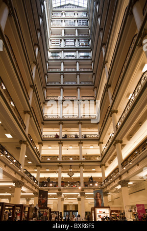 interior of northwest atrium, Marshall Field and Company Building, now Macy's, State Street, Chicago, Illinois, USA Stock Photo