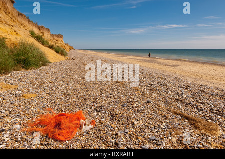 Fishing twine for making nets washed up on the beach in Benacre , Suffolk , England , Great Britain , Uk Stock Photo