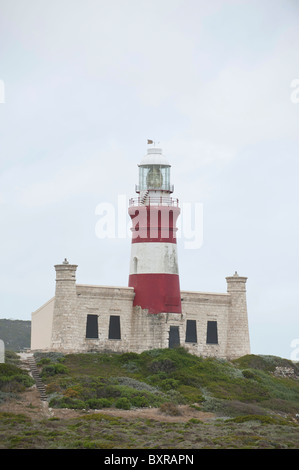Cape Agulhas Lighthouse at the Southern Most Point of Africa, Overberg, South Africa Stock Photo
