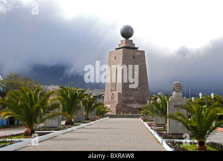 Monument marking the 'Mitad del Mundo' (middle of the world) near Quito, the capital of Ecuador. Stock Photo