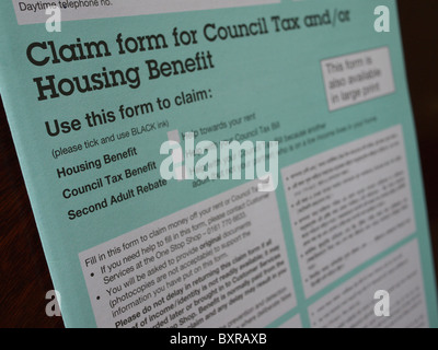 Council Tax and Housing Benefit form. Stock Photo