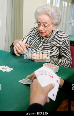 Old ladies playing cards. Stock Photo