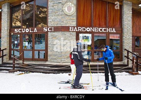 Ski school, Bardonecchia, Turin province, Piedmont, Italy Stock Photo