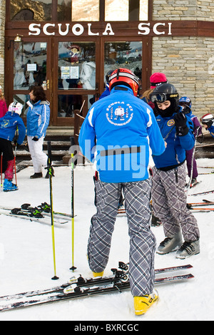 Ski school, Bardonecchia, Turin province, Piedmont, Italy Stock Photo