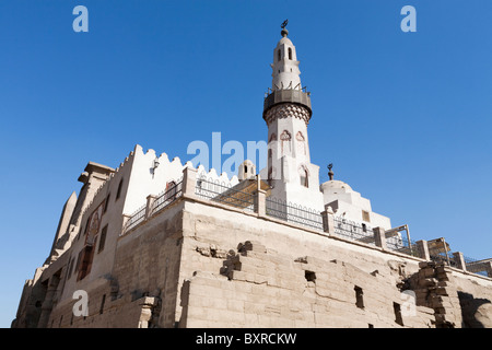 The Mosque of Abu el-Haggag atop the walls of Luxor Temple, Luxor City Egypt Stock Photo