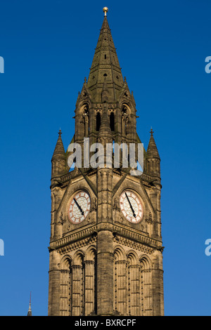 The Clock Tower Manchester Town Hall architect Alfred Waterhouse Manchester England Stock Photo