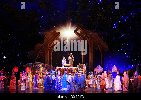 'The living nativity' scene during Radio city music hall Christmas spectacular show in New York city 2010 Stock Photo