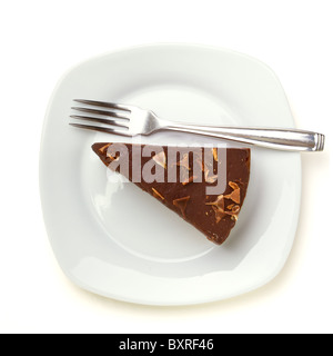 Slice of homemade Chocolate Cake isolated on white. Stock Photo