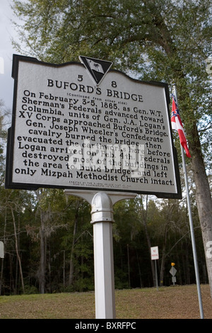 BUFORD'S BRIDGE (Continued from other side) On February 3-5, 1865, as Gen. W.T. Sherman’s Federals advanced toward Columbia Stock Photo