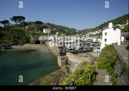 Great Britain, England, Cornwall, Polperro, view of village and harbour Stock Photo