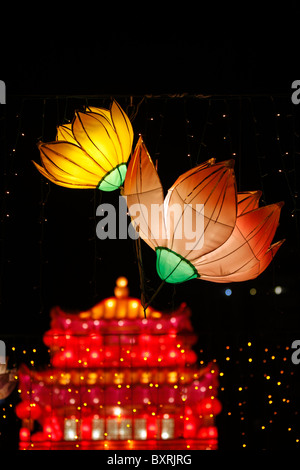 Brightly lit lanterns light up Senado Square to celebrate Moon Festival, Macau Stock Photo