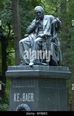 Estonia, Tartu, Toomemagi (Toome Hill), statue of Karl Ernst von Baer, 19th century scientist, close-up Stock Photo