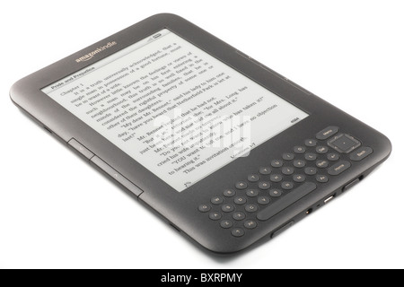 Amazon Kindle 3 Ebook 2010/2011 showing pages of Pride and Prejudice - Editorial Use Only Stock Photo