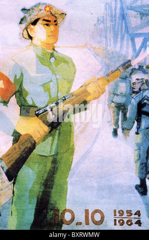 Propaganda posters from the war sold in art galleries in Hanoi, Vietnam. Stock Photo