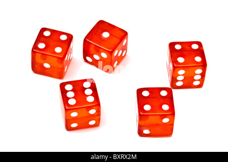 Red dice isolated on white background Stock Photo