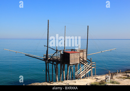 Trabucco for fishing, San Lorenzo bay, Vieste, Gargano National Park ...