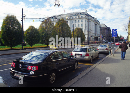 TAxi station and Regent Esplanade hotel, Zagreb, Croatia Stock Photo