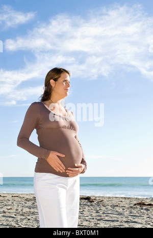 profile of pregnant woman Stock Photo